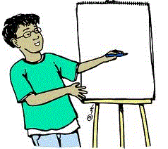 cartoon image of man doing presentation